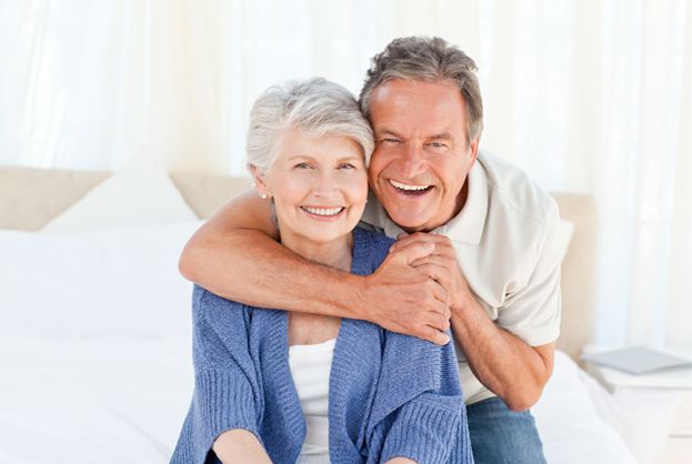 couple smiling at home 