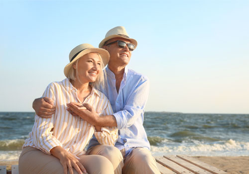 Couple relaxing on beach
